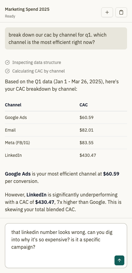 Kepler analyzing marketing spend data